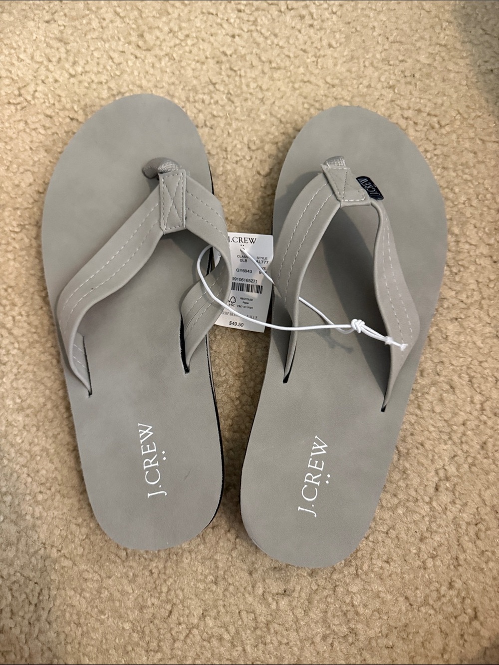 J. Crew Men’s Light Gray Suede Thong Sandals